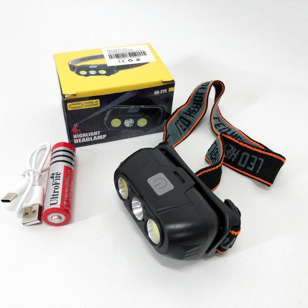 Фонарь налобный мощный KX-215-LED-2COB, Тактический налобный фонарь на акамуляторе KD-45 Львов - изображение 11