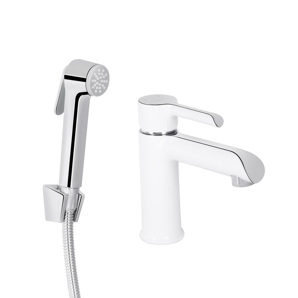 Змішувач для раковини Qtap Grand (з гігієнічним душем) QTGRA272CRW45671 Chrome/White Київ - фото 1