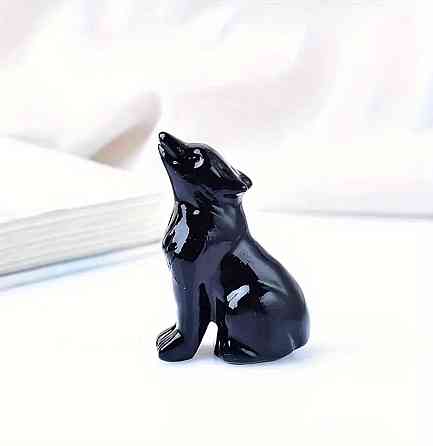 Вовк з чорного обсидіану – мініатюрна фігурка-оберіг, 5 см Київ
