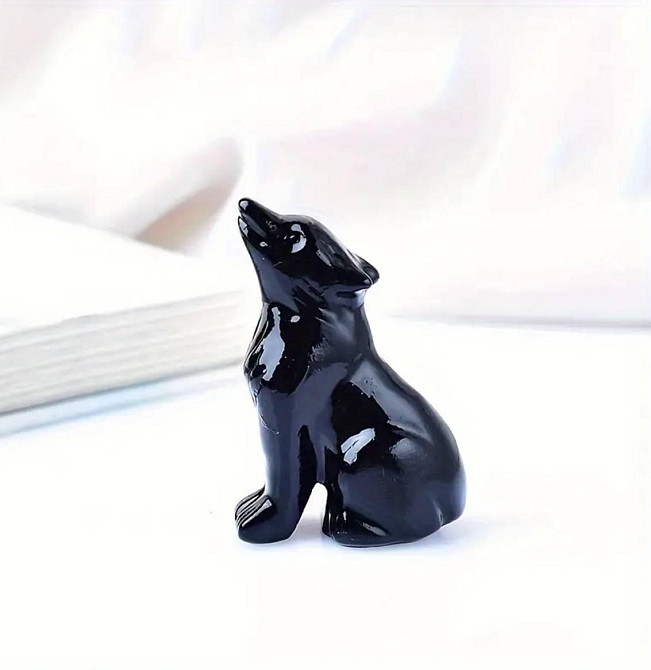 Вовк з чорного обсидіану – мініатюрна фігурка-оберіг, 5 см Київ - фото 1