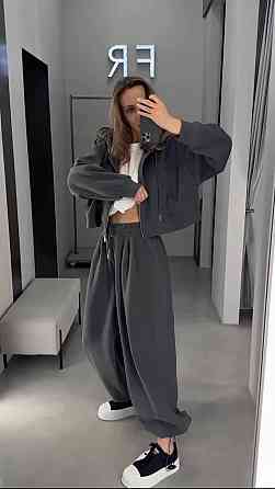 Женский прогулочный костюм двойка: кофта и брюки двухнитка Графит, 42/44 Одесса
