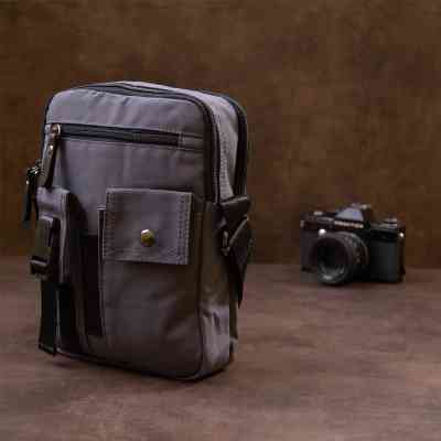 Сумка Vintage Текстильная мужская на два отделения Графитовая (20659) Винница