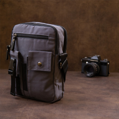 Сумка Vintage Текстильна чоловіча на два відділення Графітова (20659) Вінниця - фото 4