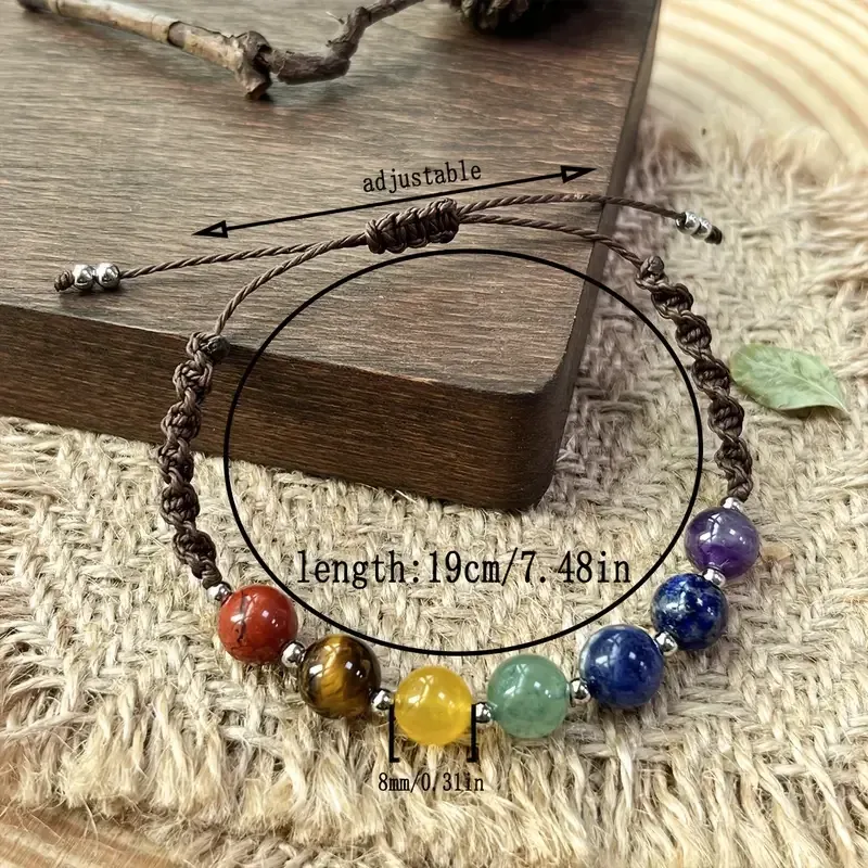 Браслет «7 чакр» 8 мм – натуральные камни, шамбала, регулируемый Киев - изображение 5