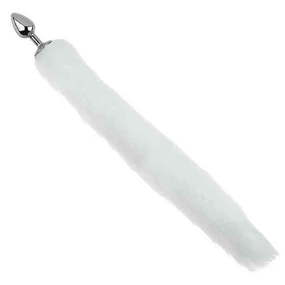 Анальная пробка с хвостом EGZO - Fox Tail Silver Plug White, size S Sex Aura Киев