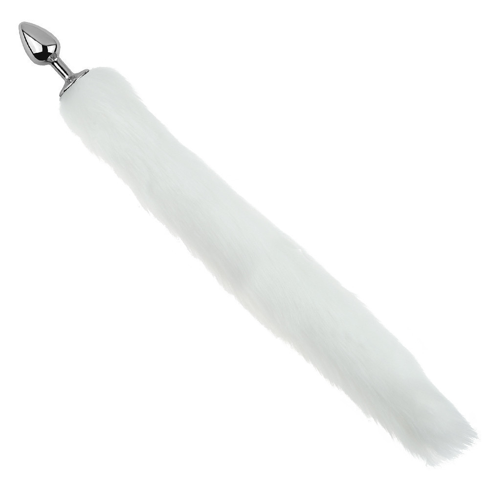 Анальна пробка з хвостом EGZO - Fox Tail Silver Plug White, size S Sex Aura Київ - фото 2
