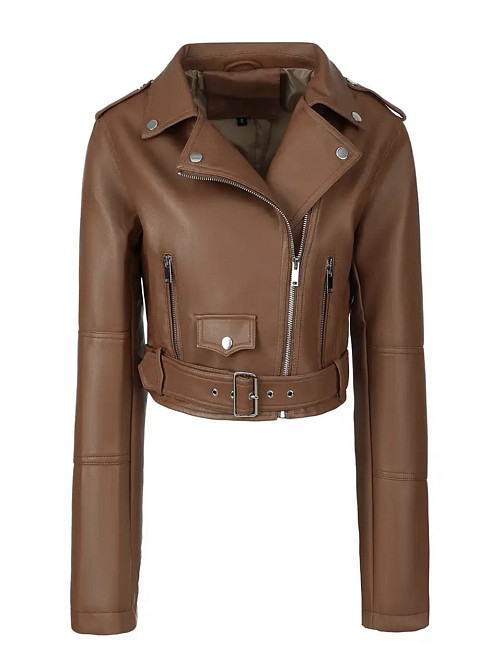 Куртка косуха  женская эко кожа Коричневый M-L Харьков - изображение 4