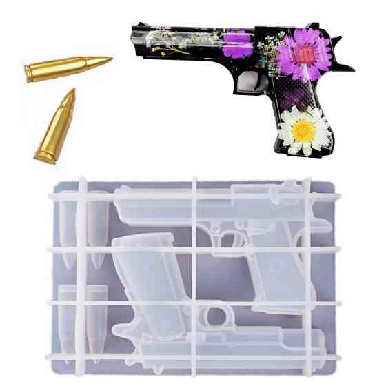 Молд силіконовий Пістолети та патрони 175 на 120 мм сірий Київ