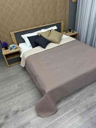 Покрывало двустороннее Decorator Microfiber листья 140х215 см серо-коричневый с бежевым (85-113) Киев