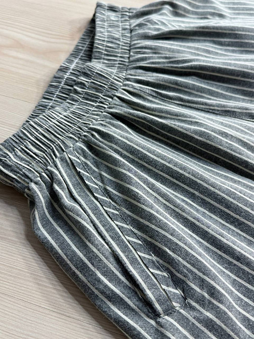 Шорты женские A-NIUSHOW 30129 в полоску хлопчатобумажные на резинке мом серые, серый, M Киев - изображение 2