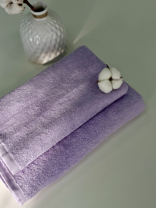 Комплект рушників Ideal Textile однотонних 50х90см + 70х140см 400 г/м2 (56860932) Ліловий Чернівці - фото 8