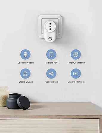 Набір 4 Смарт WiFi Розетки Maxcio 16A З Моніторингом Енергії, Alexa, Google Home, Smart Life (Італійська Вилка Type L) Київ