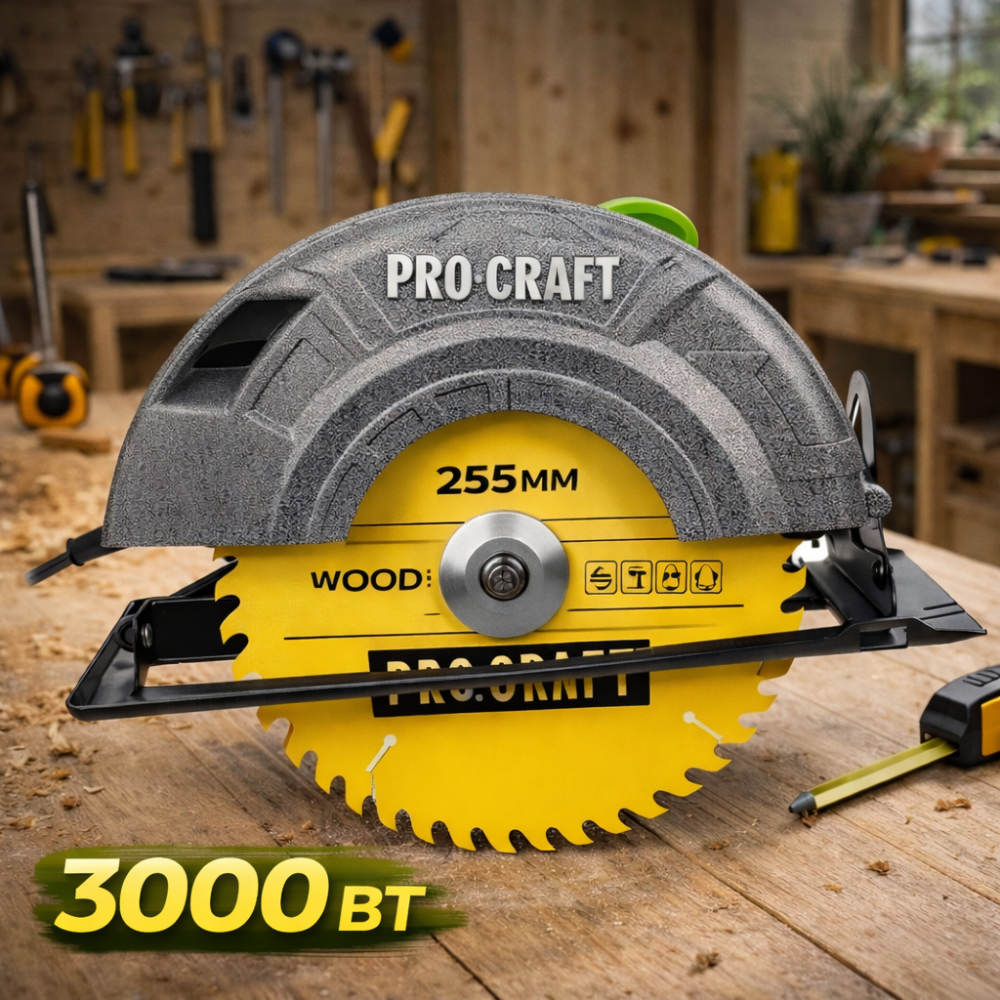 Циркулярна пила Procraft KR-3000,Ручна дискова пила 255 мм 3000 Вт,Циркулярна пила для домашньої майстерні Львів - фото 7