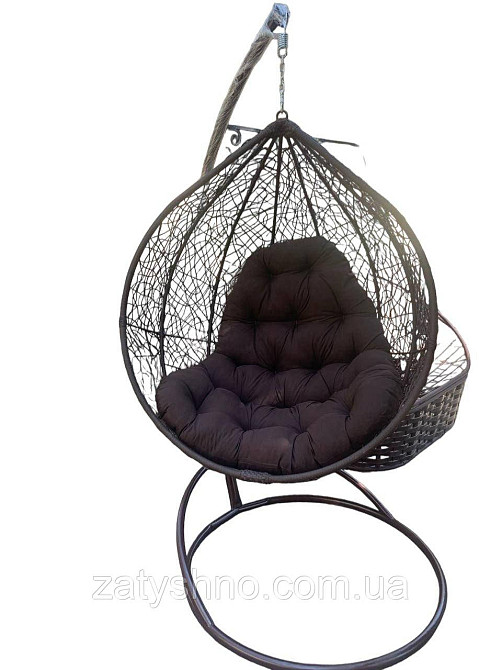 Крісло Кокон підвісне ротангове з подушкою Київ - фото 1