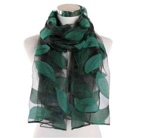 Шарфик женский с принтом 180 на 68 см черно-зеленый Киев