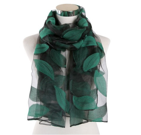 Шарфик женский с принтом 180 на 68 см черно-зеленый Киев - изображение 2