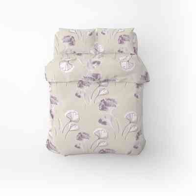 Постільна білизна Home Line Гінко Білоба бежево-ліловий бязь полуторний (174458) Вінниця