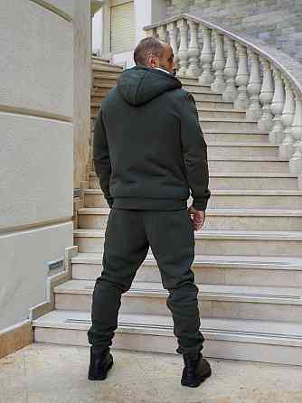 Чоловічий теплий костюм-двійка тринитка на флісі з хутром овчини Хакі, 46 Одеса