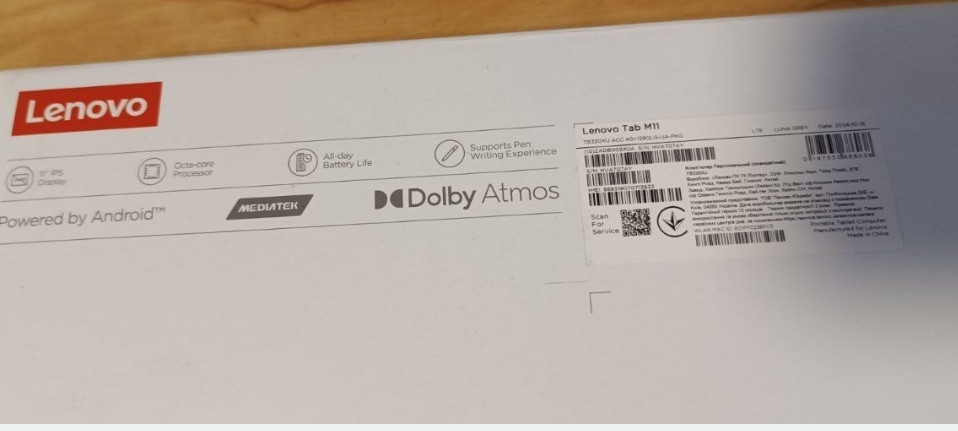 Планшет Lenovo Tab M11. Lenovo Tab M11 (графический планшет со стилусом) Харьков - изображение 1