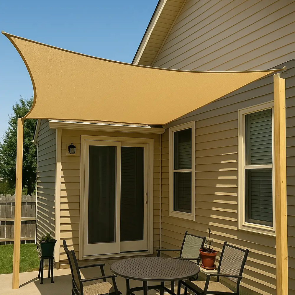 Тент навіс затінюючий квадратний 3х3м Сітка (Бежевий) Вінниця - фото 7