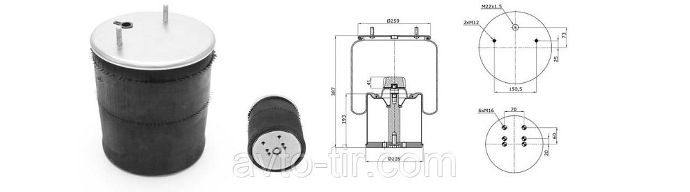 Пневморесора BPW зі склянкою, 941mb Пневмоподушка 941MB BPW  з металічним стаканом !!! Луцьк - фото 1