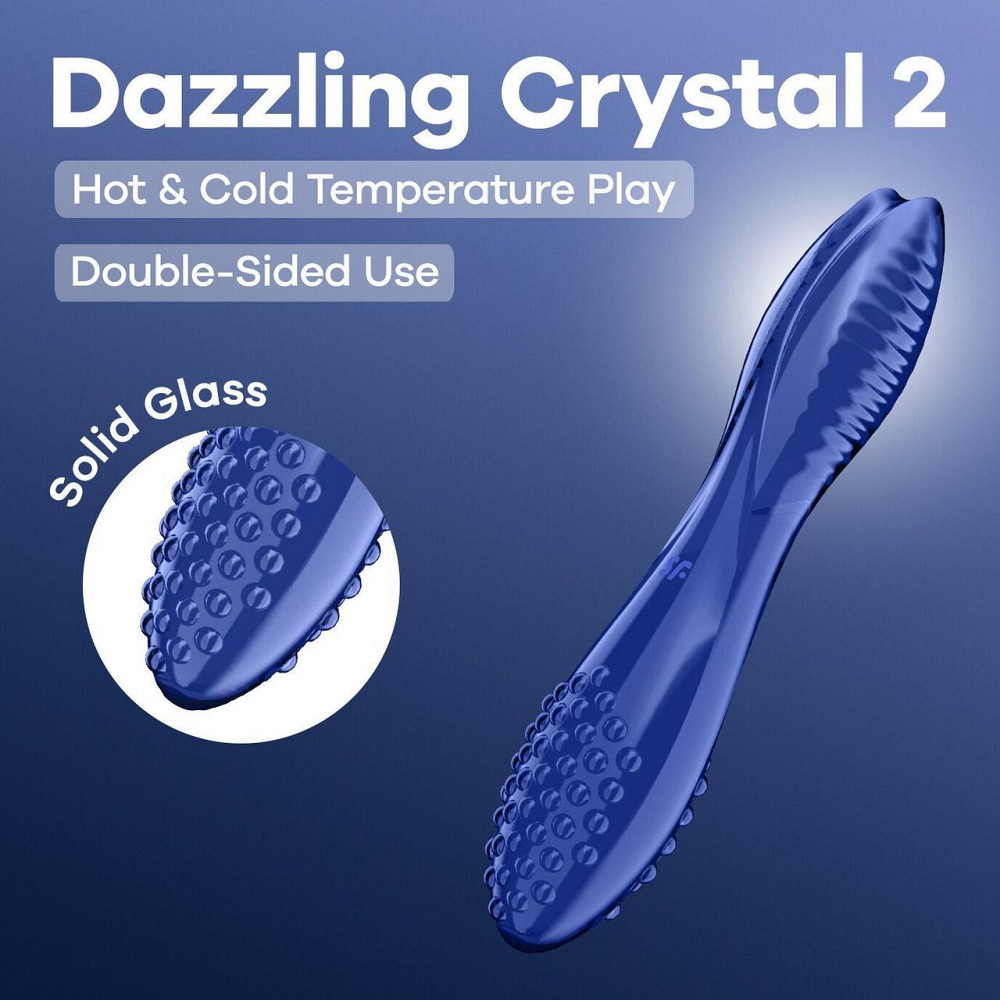 Двосторонній скляний дилдо Satisfyer Dazzling Crystal 2 Blue Sex Aura Київ - фото 6