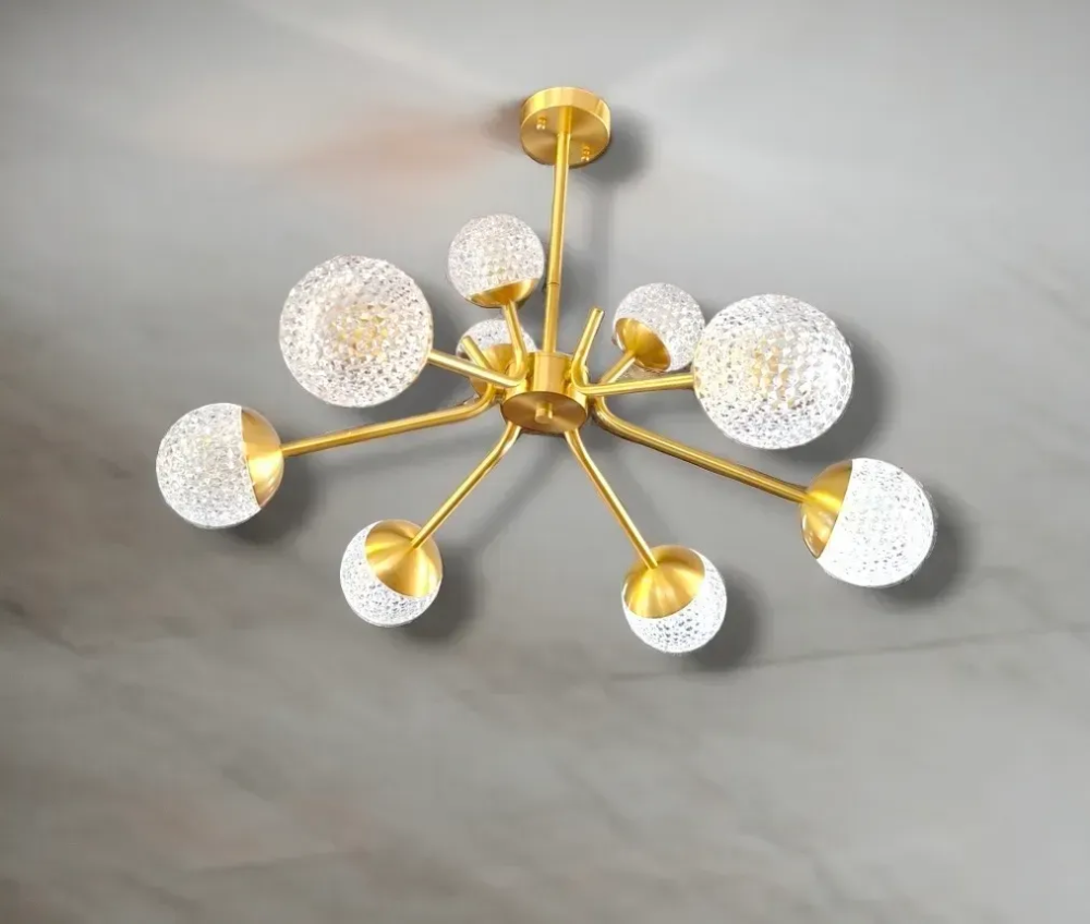 Люстра світлодіодна стельова Світлячок 5003 (Золотистий) 9 плафонів Вінниця - фото 4