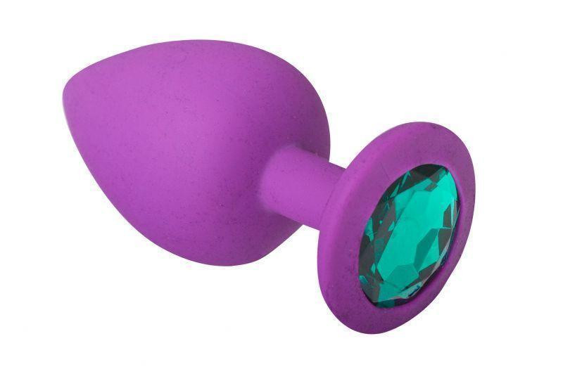 Анальна пробка силіконова зі стразом Purple Silicone Emerald, M Sex Aura Київ - фото 1