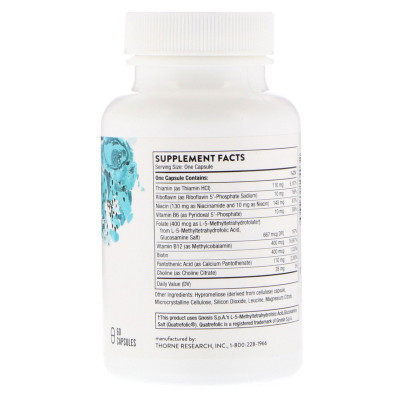 Вітамін Thorne Research Комплекс Вітамінів Групи В, Basic B Complex, 60 гелевих капс (THR-10403) Вінниця - фото 2