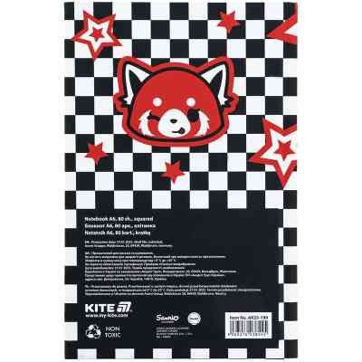 Блокнот Kite А6 Aggretsuko, тверда обкладинка, 80 аркушів, клітинка (AR25-199) Вінниця