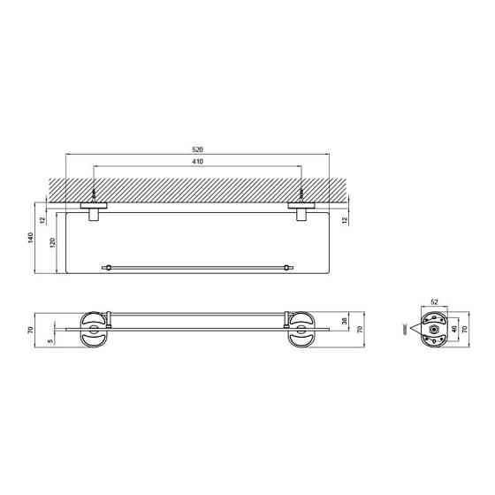 Полиця для ванни Lidz (CRG) 114.09.01 52х12 см Київ