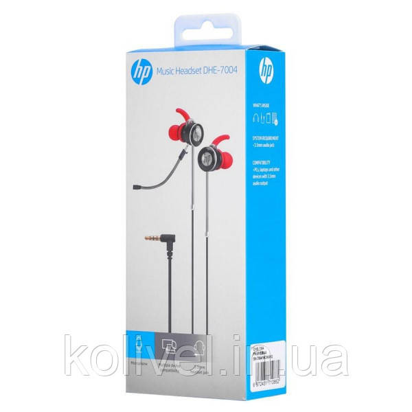 Навушники з мікрофоном HP DHE-7004 (ігрова мобільна гарнітура) Red (DHE-7004RD) Київ - фото 5
