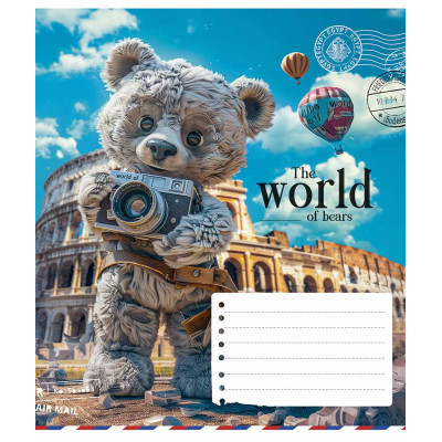 Тетрадь Школярик The World of Bears 12 листов клетка (012-3443K) Винница - изображение 5