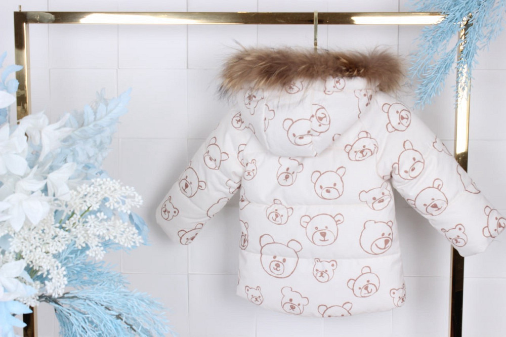 Детская зимняя куртка на девочку с натуральным мехом на холофайбере 86 Николаев - изображение 3