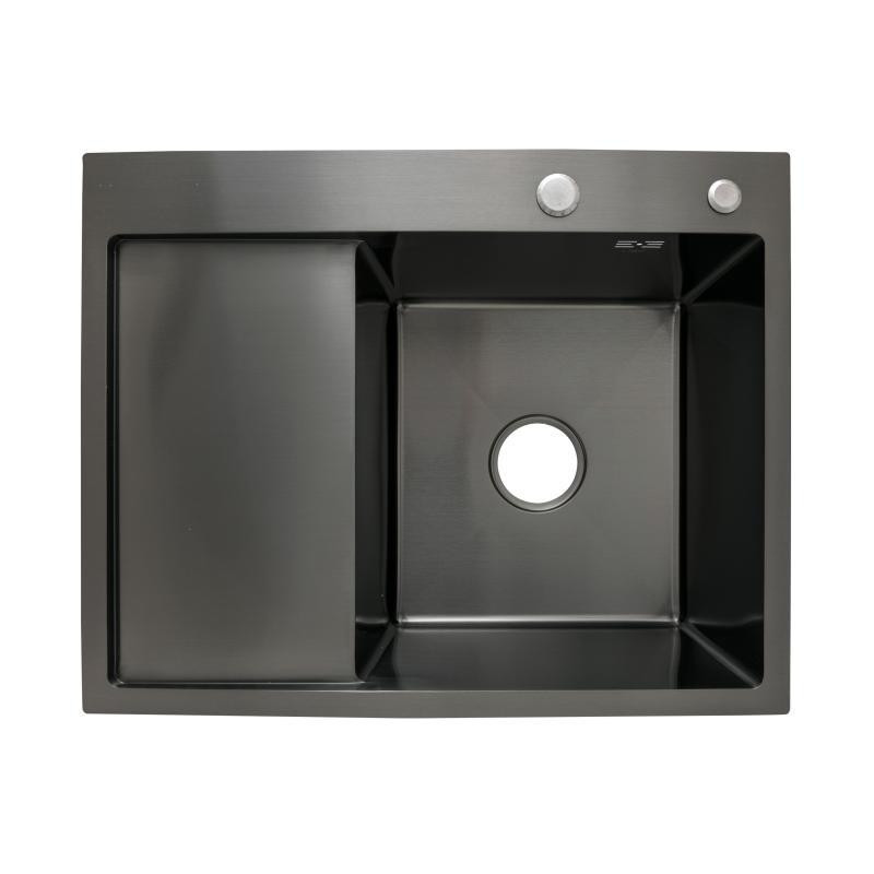 Мойка для кухни с нержавеющей стали интегрированная Lidz Handmade H6350BL Brushed Black PVD (3/1 мм) черная Киев - изображение 1