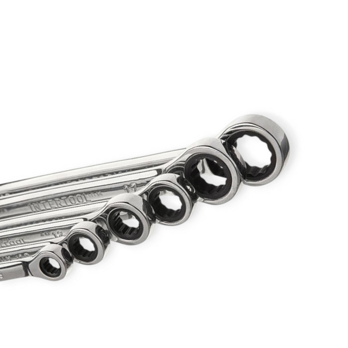 Набір ключів ріжково-накидних з тріскачкою 8-19 мм 11 шт (планшет) CrV Мукачево - фото 3