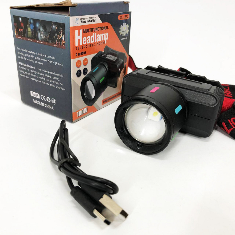 Фонарь аккумуляторный для рыбалки KX-1832-TG, Налобный фонарь для рыбалки, Мощный фонарь EU-389 на голову Киев - изображение 8