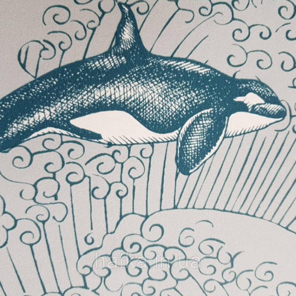 Шпалери флізелінові дитячі Caselio Our Planet морі дельфіни кити черепахи смарагдові Київ - фото 3