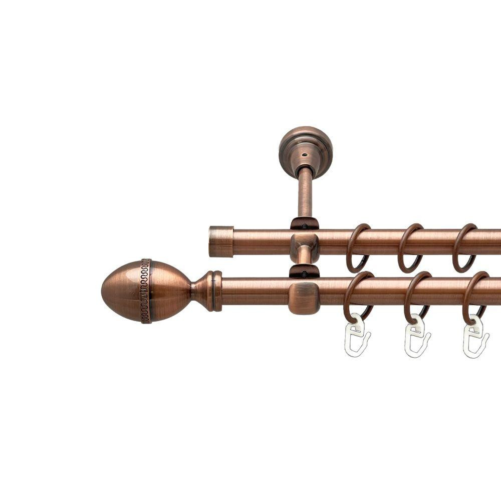 Карниз Orvit Фарже металевий дворядний відкритий гладка труба кільце металеве Мідь 16\16 мм 120 см Львов - изображение 1