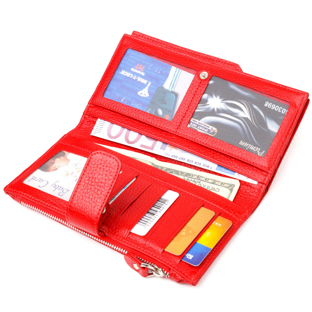 Вертикальный женский кошелек из натуральной кожи CANPELLINI 21640 Красный Киев - изображение 7