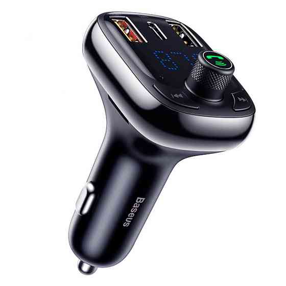 FM трансмиттер модулятор Baseus S-13 Bluetooth 5.0 c функцией зарядки (Черный, 2xUSB, 1xType-C) Николаев