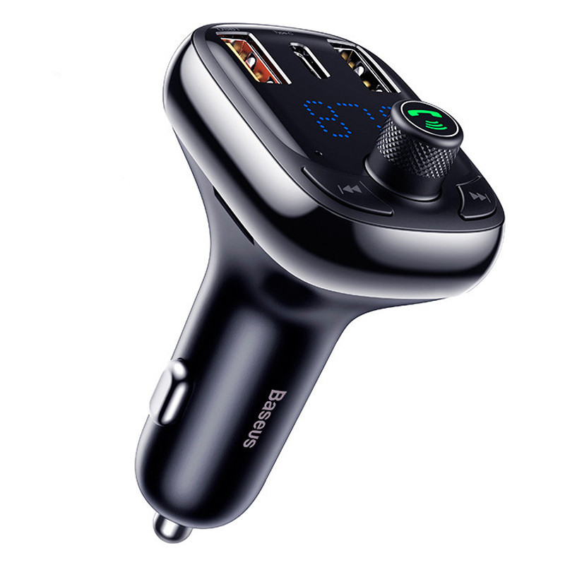 FM трансмиттер модулятор Baseus S-13 Bluetooth 5.0 c функцией зарядки (Черный, 2xUSB, 1xType-C) Николаев - изображение 1