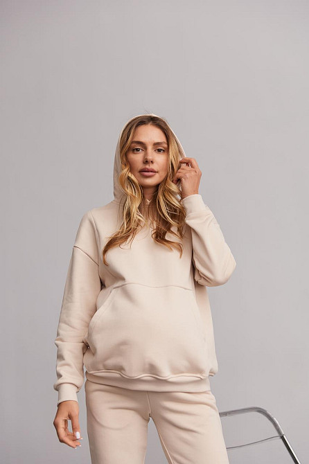 Удобный худи для беременных и кормления грудью свободного кроя Chelm XXL-3XL (50-52) Lullababe Молочный Кривой Рог - изображение 4