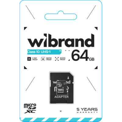Карта памяти Wibrand 64GB mictoSD class 10 UHS-I (WICDXU1/64GB-A) Винница