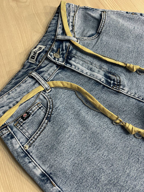 Шорти жіночі джинсові Dicesil 6008 бермуди бахрома пояс ланцюг середня довжина до колін стрейч блаки Одеса - фото 7