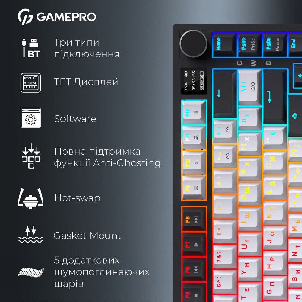 Клавіатура бездротова GamePro Asgard Valhalla Pro White (MK160W-D-Pro) ( 17282 ) Харків - фото 7