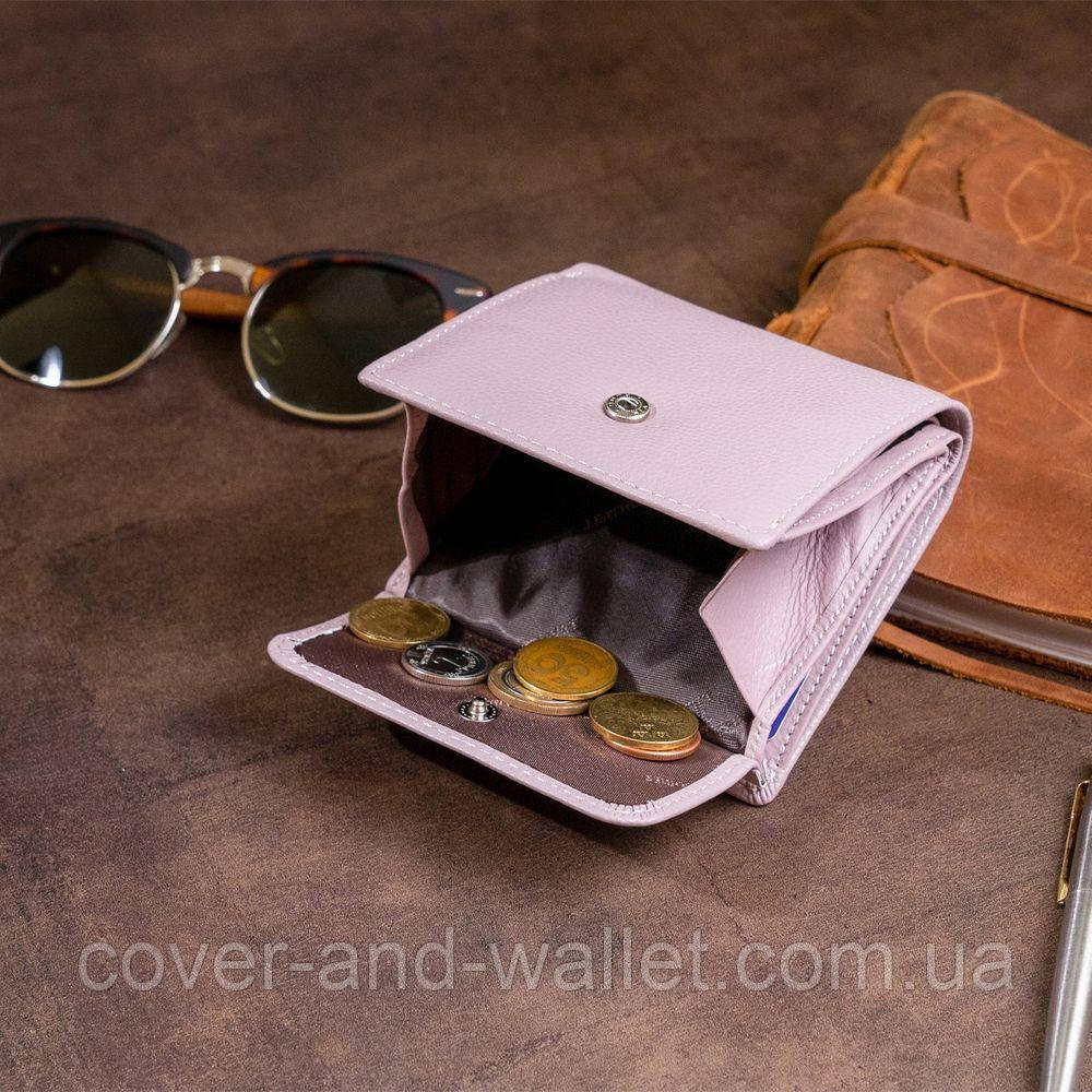Темно-рожевий шкіряний жіночий гаманець маленького розміру на магніті ST 209 Київ - фото 4