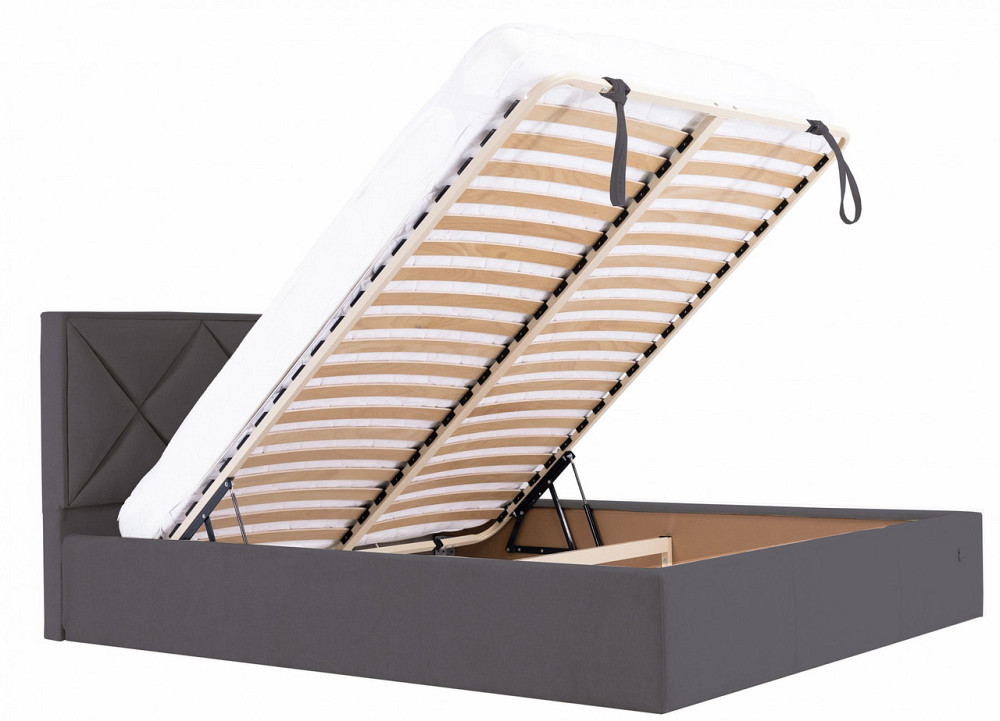 Ліжко Двоспальне Leeds VIP 180 х 200 см Місті Dark Grey З додатковою металевою цільнозварною рамою Темно-сірий Київ - фото 9