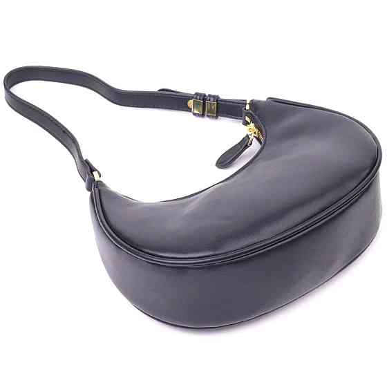 Модна жіноча сумка-хобо з натуральної гладкої шкіри 21288 Vintage Чорна Київ