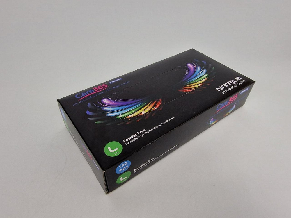 Рукавички Нітрил Чорні (100 шт.) розмір L "CARE 365" (1 пачка) Харків - фото 2